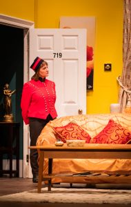 Actors from Giffnock Theatre Players performing the stage play - Plaza Suite by Neil Simon