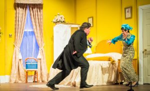 Actors from Giffnock Theatre Players performing the stage play - Plaza Suite by Neil Simon